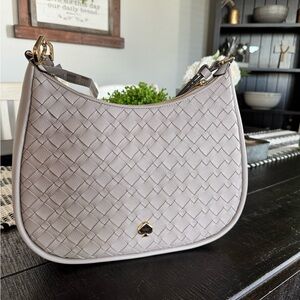Kate Spade Light Gray Woven Shoulder Bag
